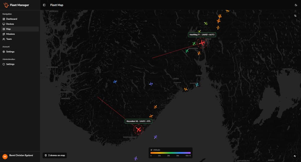 Cloud Fleet Manager Dashboard Preview - Real-time drone fleet tracking